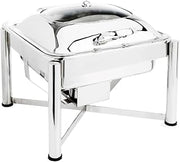 Eastern Tabletop 3954GS Induction Chafer - 6 Quart, Square, Stainless Steel with Hinged Glass Dome Cover Lid Chafing Dish - Attractive Design, Perfect for Weddings, Parties, and Buffets
