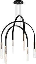 CWI Lighting Curva Integrated LED 38in Black Chandelier with Handcrafted Glass for Living Room, Kitchen, Bedroom