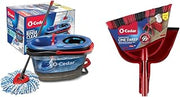 Bundle of O-Cedar RinseClean Spin Mop & Bucket System + O-Cedar One Sweep Broom with Step-On Dustpan