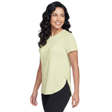 Women's Go Dri Swift Tunic Tee by Skechers – Lemon Yellow/ Bright White, Model TS105