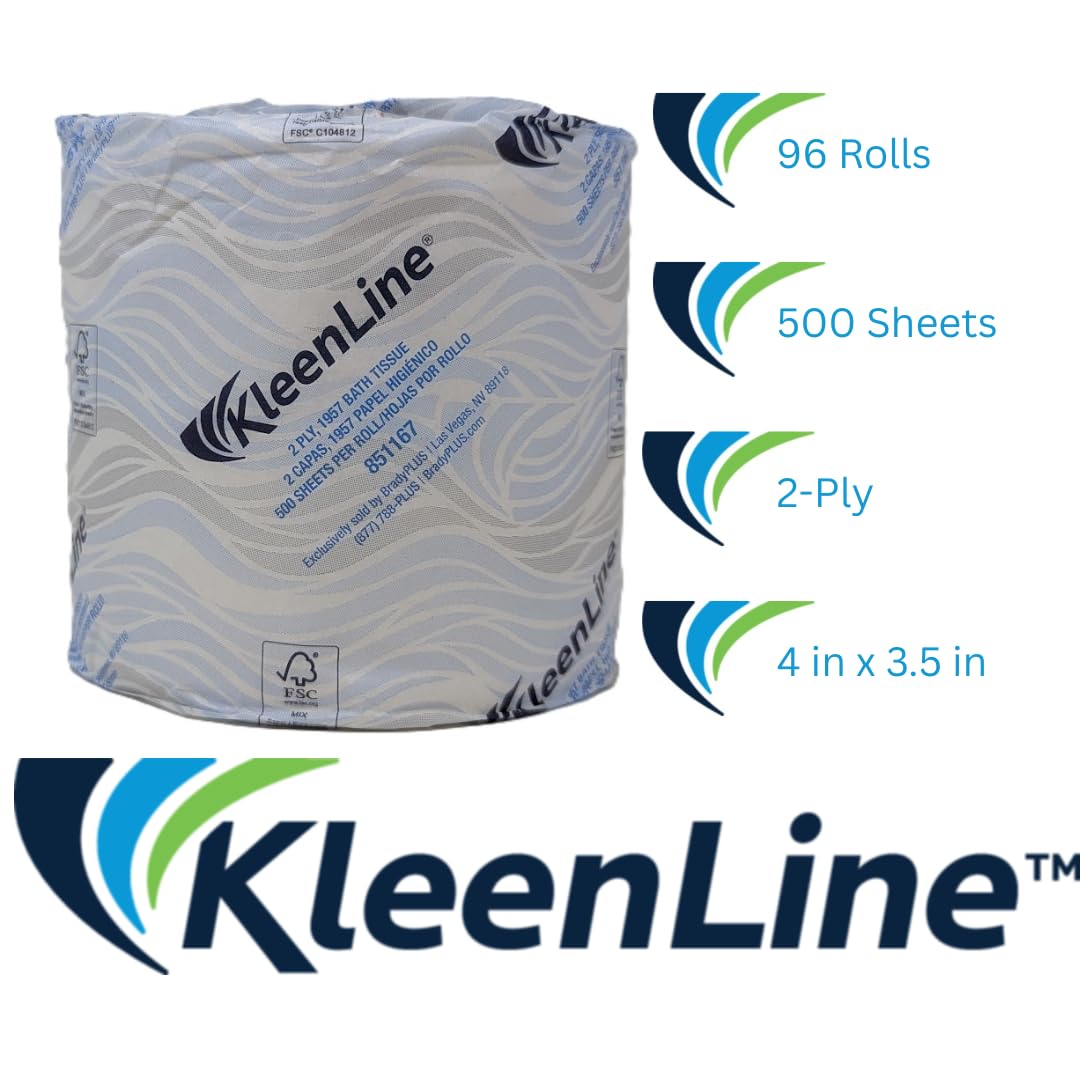 KleenLine 2-Ply Bath Tissue – White, 4.25" x 4", Universal | 96 Rolls/Case