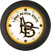 Holland Bar Stool ClkNL15BKLBStUn 15 in. Long Beach State University Logo Traditional Wall Clock - Black