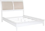 Coaster Home Furnishings Bexhill Farmhouse 5-Piece Bedroom Set Fabric Linen-Like Upholstered Queen Size Panel Bed Frame 56-inch Headboard White 223471Q-S5