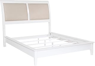 Coaster Home Furnishings Bexhill Farmhouse 5-Piece Bedroom Set Fabric Linen-Like Upholstered Queen Size Panel Bed Frame 56-inch Headboard White 223471Q-S5