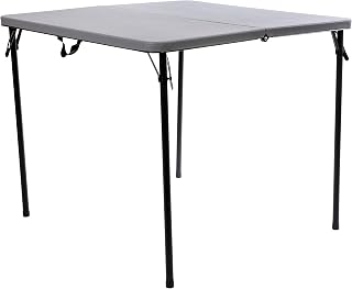 Flash Furniture 2.83-Foot Bi-Fold Gray Plastic Folding Table | Lightweight, Easy Storage, Commercial Grade, Carrying Handle
