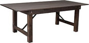 Flash Furniture HERCULES 7' x 40" Rectangular Antique Rustic Solid Pine Folding Farm Table, Mahogany | Commercial Grade, Foldable Locking Legs, Farmhouse, Rustic