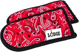 Lodge Fabric Hot Handle Holder, Bandana, Pack of 2 | Machine Washable Fabric Hot Handle Holders for Lodge Cast Iron, Reusable Heat Protection Up to 350°, 2-Pack