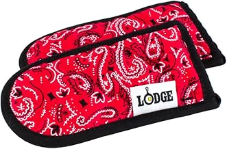 Lodge Fabric Hot Handle Holder, Bandana, Pack of 2 | Machine Washable Fabric Hot Handle Holders for Lodge Cast Iron, Reusable Heat Protection Up to 350°, 2-Pack