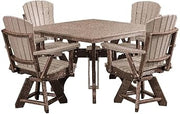 American Furniture Classics Model DS130WWTB-K Five Piece Square Dining Height Dining Set in Weatherwood with a Tudor Brown Base, Made in The USA