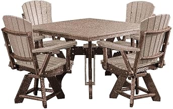 American Furniture Classics Model DS130WWTB-K Five Piece Square Dining Height Dining Set in Weatherwood with a Tudor Brown Base, Made in The USA