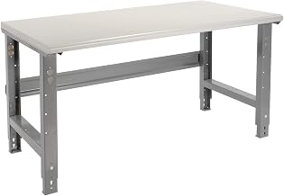 Global Industrial Adjustable Height Workbench C-Channel Leg, 60" W x 30" D | 1-5/8" Plastic Laminate Safety Edge, 2000 Lbs Capacity, Gray Frame, Industrial Workbench