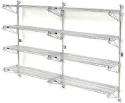 Nexel Poly-Green Wall Mount Wire Shelving, 72" W x 14" D x 63" H 4-Shelf Add-On