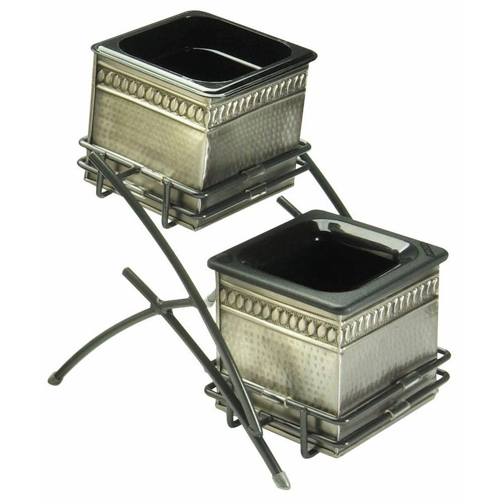 Buffet Stand 2-Tier Rectangular Flint Metal - 9 3/4 L x 13 1/2'W x 9 1/2 H by HUBERT – Metal, Model 688640139139