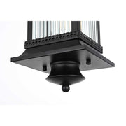Collins One Light Outdoor Pendant Black by Lighting Design – Iron, Black, Model OD316H18BK