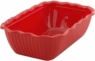 Winco Crocks, 263 X 173 X 82mm, Red | Dishwasher safe, BPA-free, Fluted design, Great for Deli Salads, Cold Sides, Buffets and Prepared Foods