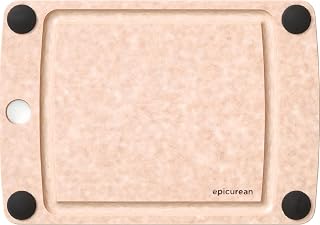 Epicurean All-In-One Cutting Board with Non-Slip Feet and Juice Groove, 10" × 7", Natural/Black