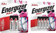 Energizer MAX Alkaline Batteries, 2 Batteries/Pack 2 Batteries/AA Battery,Multi, 2 Count & AAA Batteries, Max Triple A Alkaline, 4 Count