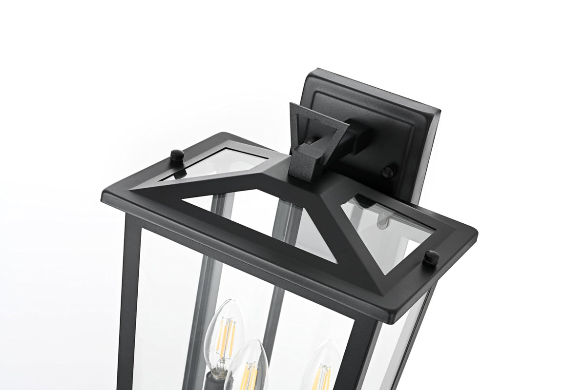 Berks Three Light Outdoor Wall Sconce Black by Lighting Design – Iron, Black, Model OD333W16BK