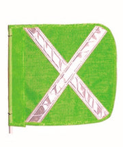 Heavy Duty Replacement 12" Green with White X Warning Whip Safety by Checkers – 12" Flag, Nylon, Green with White X, Model FS9025-G