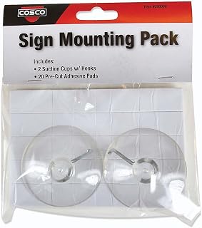 Cosco Sign Accessory Kit, Suction Cups with Hooks and Adhesives,96 Piece, 4 Pack (098098PK4)