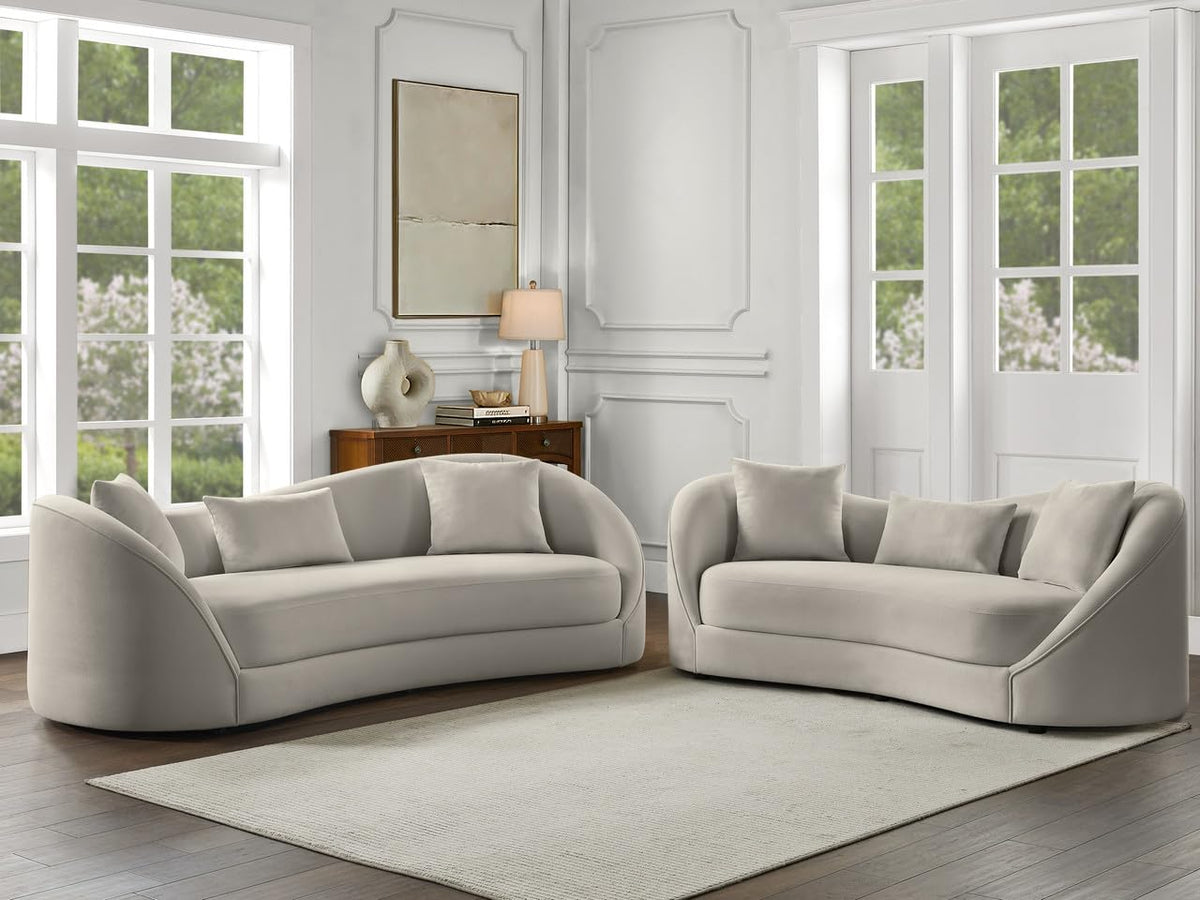 Contemporary Sofa & Loveseat Set in Light Gray Fabric by Best Quality Furniture – Fabric, Grey, Model S70-SL