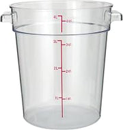 Winco 4 qt Clear Round Food Storage Plastic Container | Dishwasher safe, BPA-free, Freezer safe, Great for Ingredient Storage, Bulk Foods, Prep Stations and Kitchens