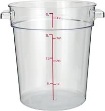 Winco 4 qt Clear Round Food Storage Plastic Container | Dishwasher safe, BPA-free, Freezer safe, Great for Ingredient Storage, Bulk Foods, Prep Stations and Kitchens