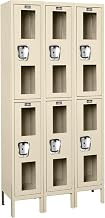 Global Clear View Locker Double Tier 12x15x36-6 Doors Unassembled - Tan
