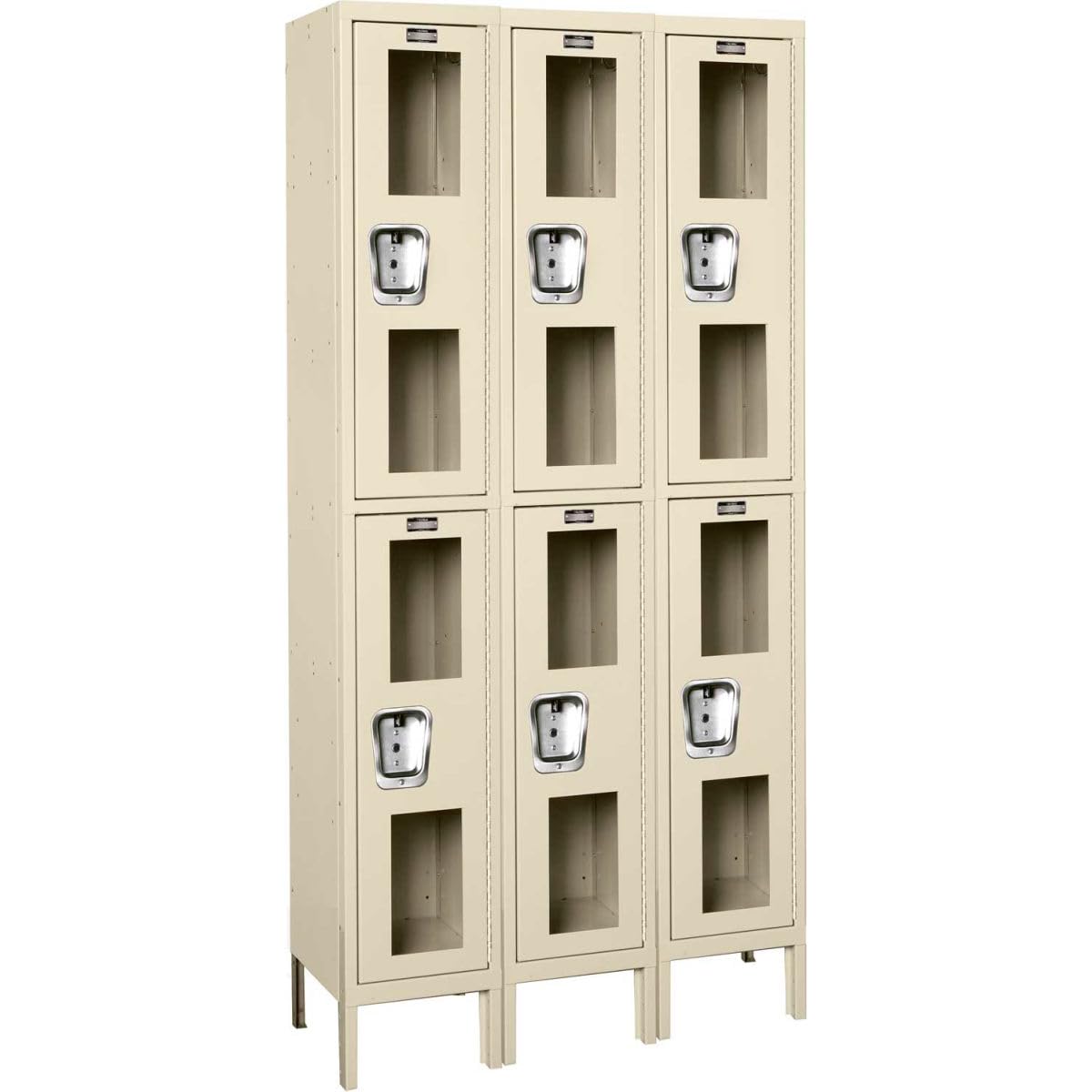Global Clear View Locker Double Tier 12x15x36-6 Doors Unassembled - Tan by Hallowell – Alloy Steel, Tan, Model USV3258-2PT-GL