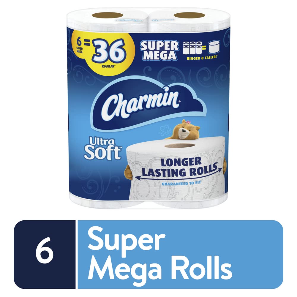 Ultra Soft Toilet Paper by Charmin – 6 Count (Pack of 1), Paper, White, Pack of 6