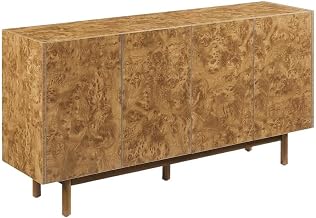 Furnifact Contemporary Brown Sideboard with Anti-Tip Mechanism and Floor Clearance, Sturdy Finish, Elegant Storage Solution for Living Room or Dining Area