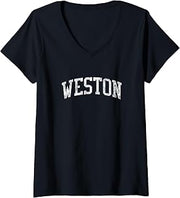 Womens Weston CT J02 Vintage Athletic Sports Design V-Neck T-Shirt
