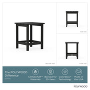 Long Island 18" Side Table by Polywood – 18", High Density Polyethylene, Black, Model ECT18BL