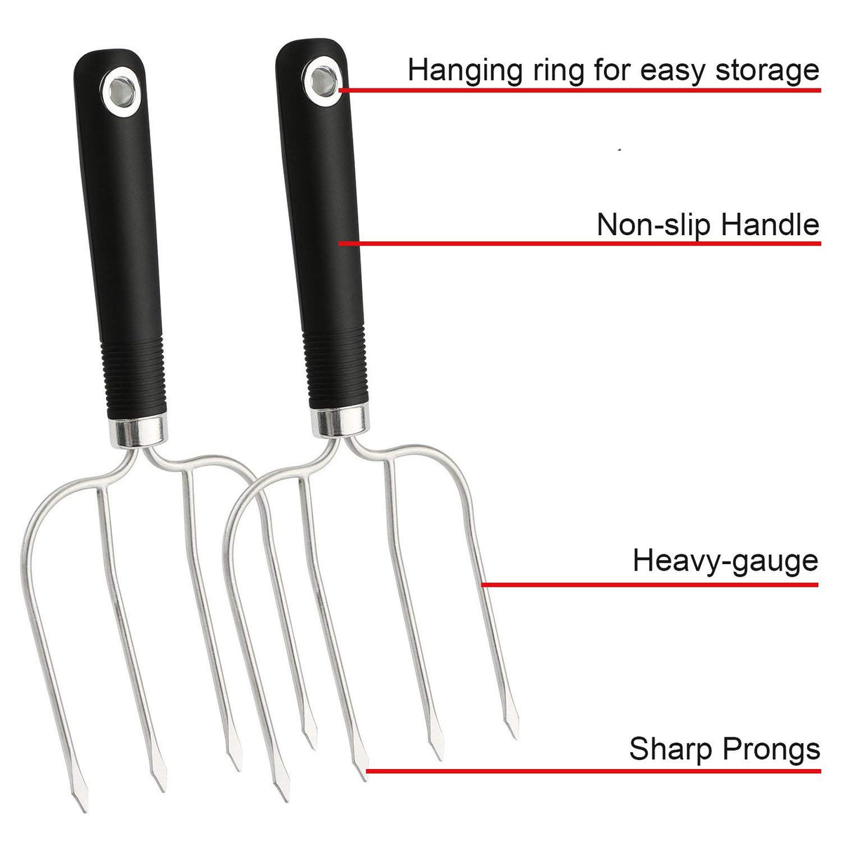 KAYCROWN Turkey Lifter Forks, Stainless Steel, Set of 2, Silver