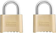 Master Lock Brass Combination Padlock for Indoor and Outdoor use with Resettable Combination for Gym Locker, Gate, Fence, or Shed Lock, 175D (Pack of 2)