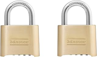 Master Lock Brass Combination Padlock for Indoor and Outdoor use with Resettable Combination for Gym Locker, Gate, Fence, or Shed Lock, 175D (Pack of 2)