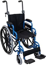 Dynarex DynaRide Pediatric Wheelchair with Footrest - 14" Wide Seat - Adjustable Push Handles, Flip Back Arms, Push to Lock Wheels, Foldable, 150 lbs Capacity - 1 Count