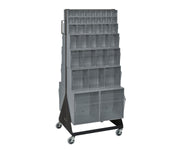 QUANTUM STORAGE SYSTEMS 52" H x 24" W x 21" D / 76 Drawers Tip Out Bin Mobile Stand Gray / Gray Standing Shelf Units