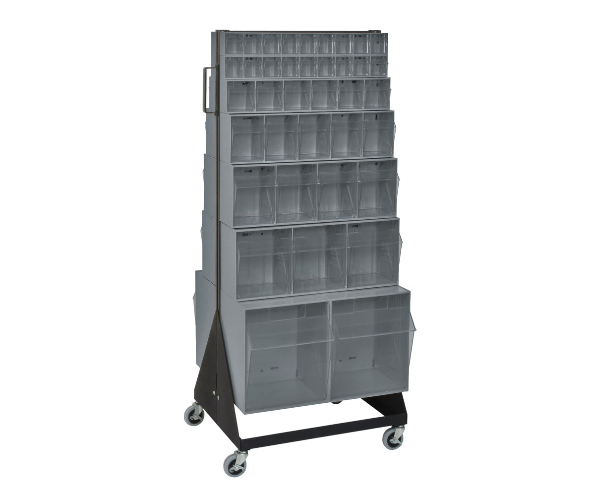 QUANTUM STORAGE SYSTEMS 52" H x 24" W x 21" D / 76 Drawers Tip Out Bin Mobile Stand Gray / Gray Standing Shelf Units