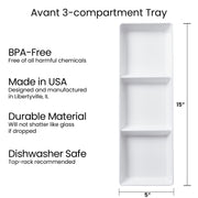 US Acrylic Divided Serving Tray Set, 15 x 5 Inches, White