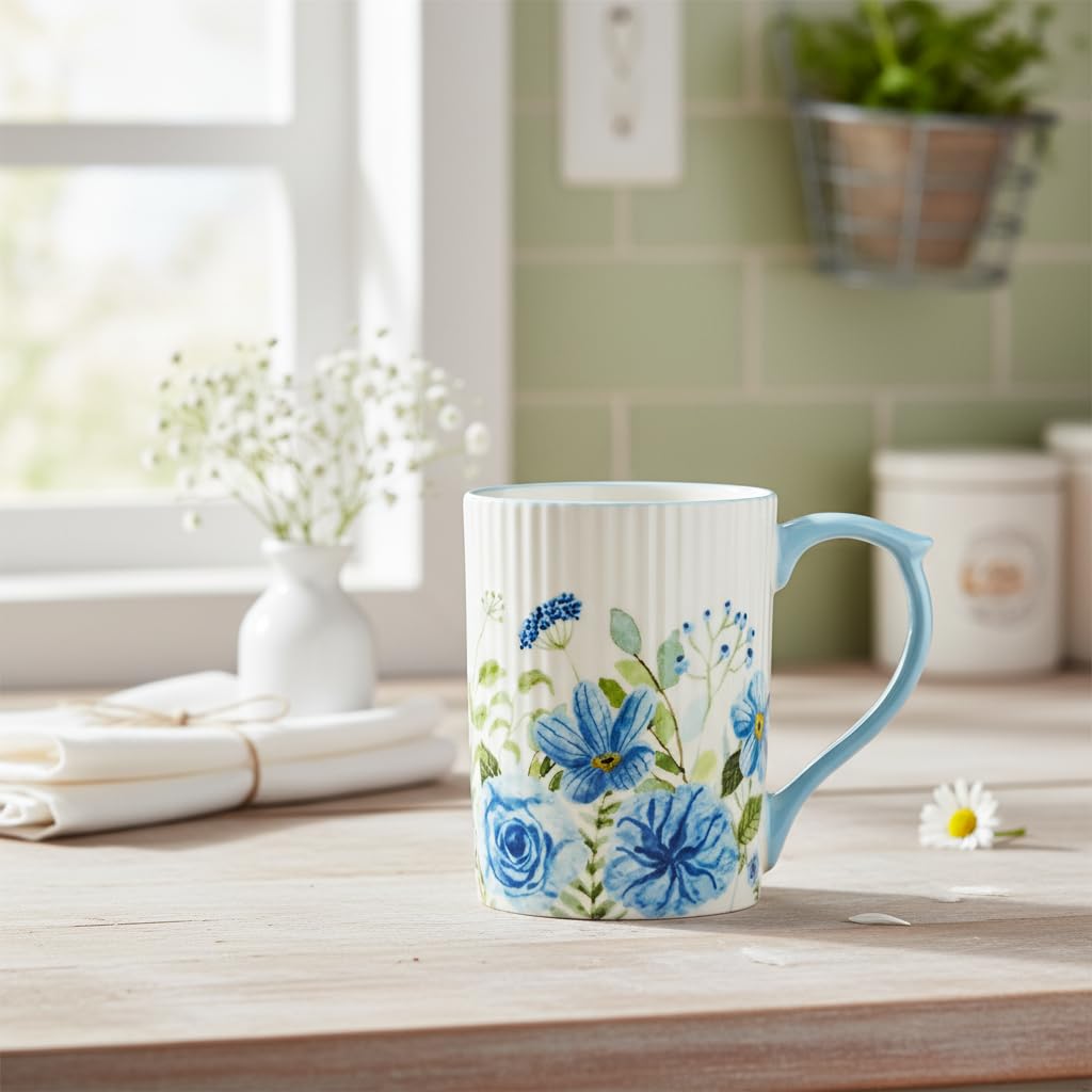 10 Strawberry Street Blue Flowers / Large / Classic Glassware & Drinkware