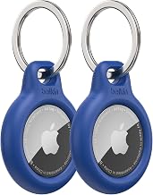 Belkin Apple AirTag Secure Holder with Key Ring, Durable Scratch Resistant Case With Open Face & Raised Edges, 2 count (Pack of 1) | Protective AirTag case, open face design, raised edges, key ring, luggage tag, pet collar, backpack, travel accessory