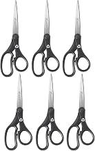 Westcott KleenEarth 8" Straight Stainless Steel Scissors, Pointed Tip, Black Handle, Pack of 6 (ACM15583-6)
