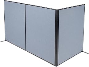 Global Industrial 48-1/4"W x 60" H Freestanding 3-Panel Corner Room Divider, Blue