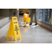Collapsible Bright "Caution Wet Floor" Industrial Warning Sign to Prevent Slip/Fall for Office/Restroom/Restaurant by Rubbermaid Commercial Products – 26 inch, Model FG611277YEL