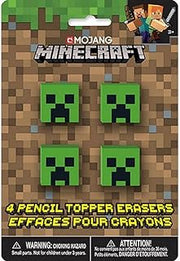 Unique Industries 307614 Minecraft Pencil Top Eraser Pack of 4