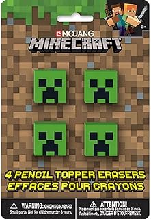 Unique Industries 307614 Minecraft Pencil Top Eraser Pack of 4