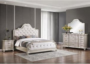 Roma Champagne Button Tufted Upholstered 4-Piece Bedroom Set, King
