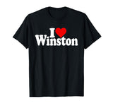 I LOVE HEART WINSTON NAME ON A TEE T-Shirt by LOVE OF WINSTON HEART NAME TEES – Black, Model 0H004BH2KDN
