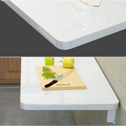 Wall Mounted Folding Table Space-Saving Drop-Leaf Wood Table Versatile Floating Desk & Laundry Workbench for Smals Ideal Wall Hanging Kitchen Table for Home Office & Dining Room